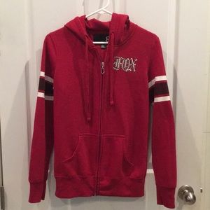 Women’s Red Varsity Fox Zip-Up Hoodie